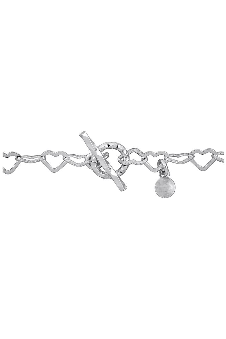 Textured Heart Link Bracelet, Alternate, color, SILVER