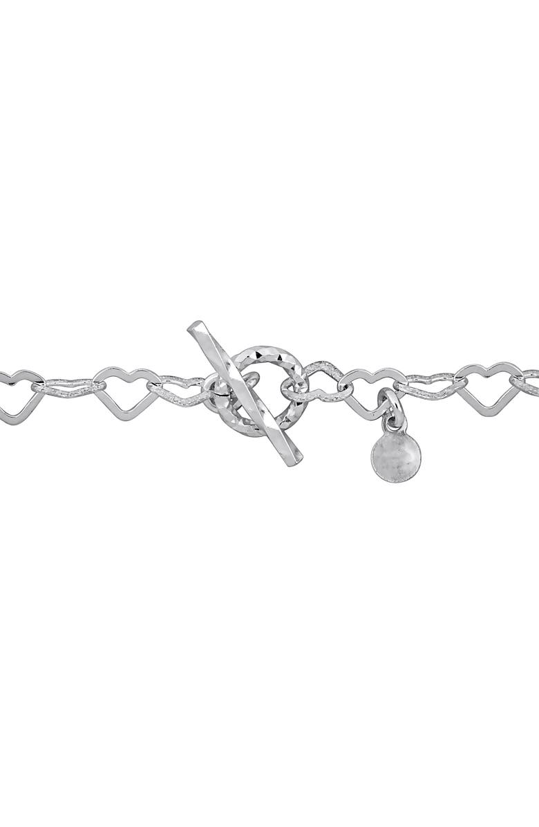 DELMAR Textured Heart Link Bracelet, Alternate, color, Silver