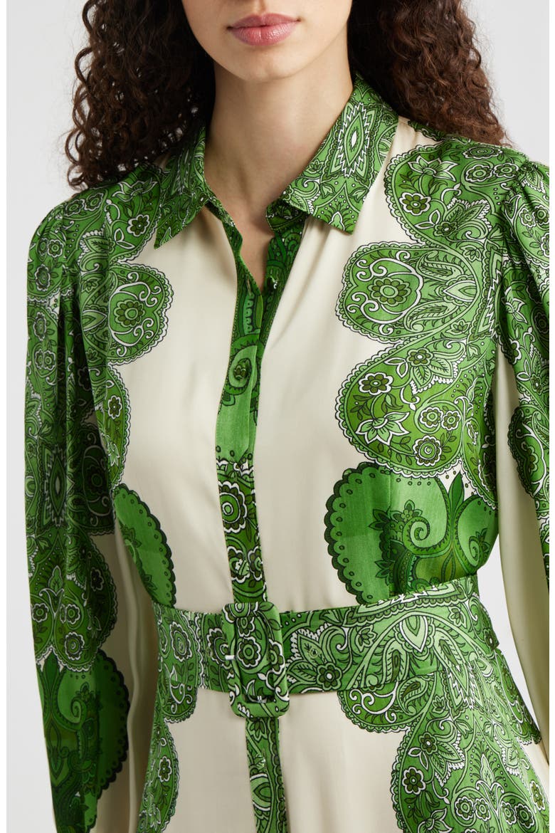 The Harley Regent Placed Paisley Long Sleeve Stretch Silk Maxi Shirtdress, Alternate, color, REGENT PAISLEY PRINT