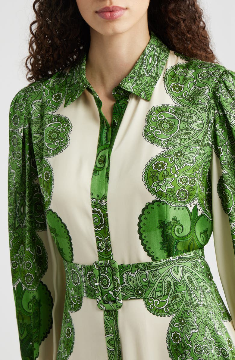 Elie Tahari The Harley Regent Placed Paisley Long Sleeve Stretch Silk Maxi Shirtdress, Alternate, color, Regent Paisley Print