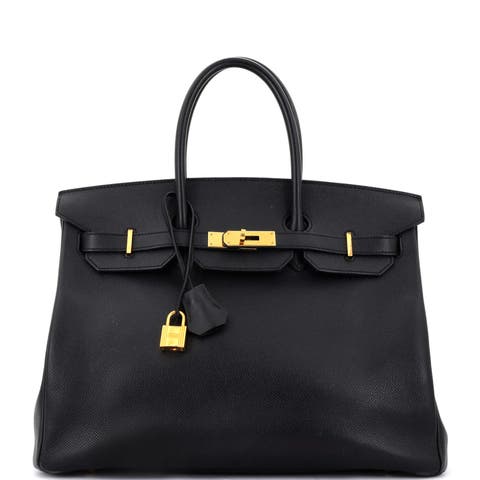 Birkin Handbag Black Epsom with Gold Hardware 35