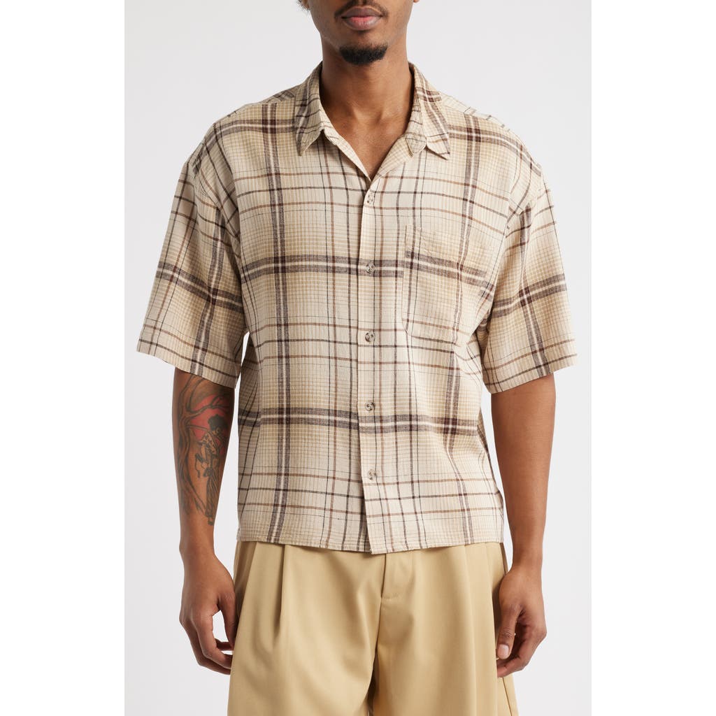 Elwood Public School Short Sleeve Button-up Shirt In Homeroom Plaid