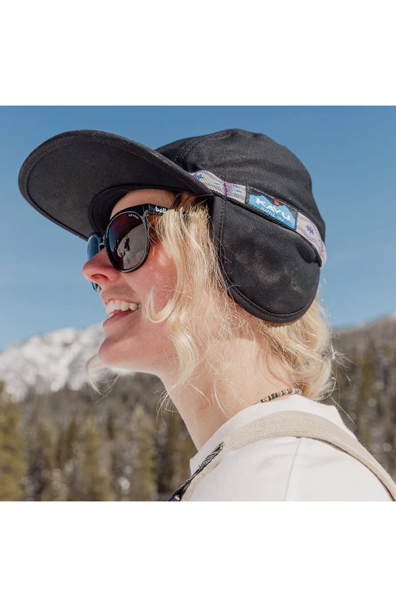 KAVU Strapcap Trapper Cap, Alternate, color, Jet Black