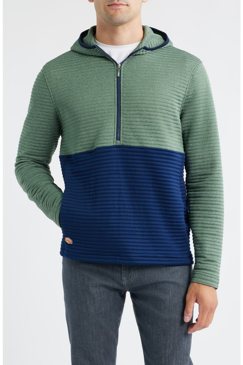 Werner Rib Colorblock Half Zip Hoodie, Main, color, NAVY