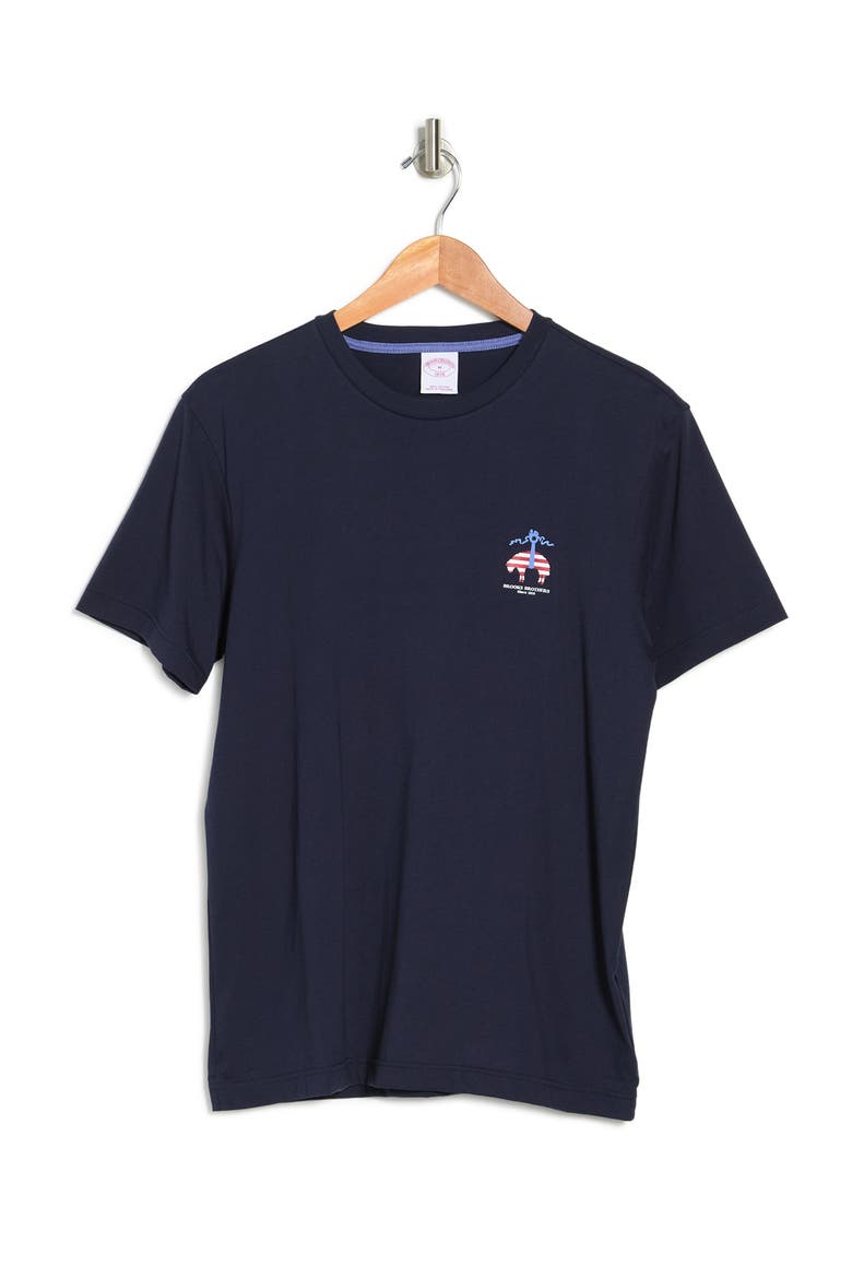 Flag Crew Neck Cotton T-Shirt, Alternate, color, NAVY