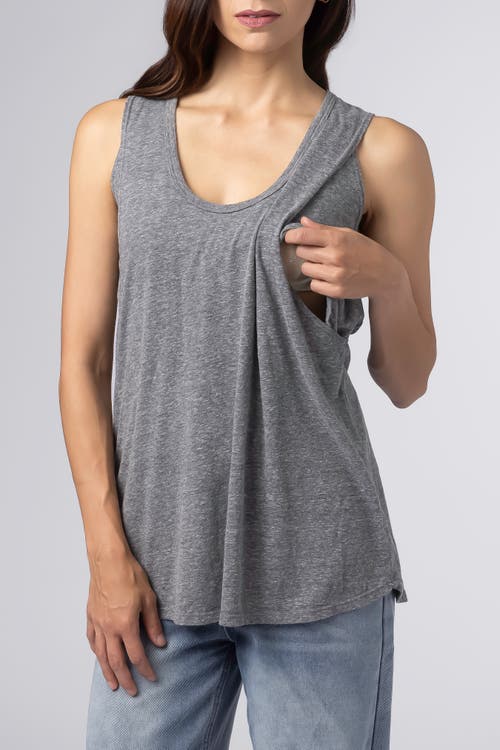 Bun Maternity Nursing Apparel Flowy Nursing Tank Top Cotton Blend In Gray