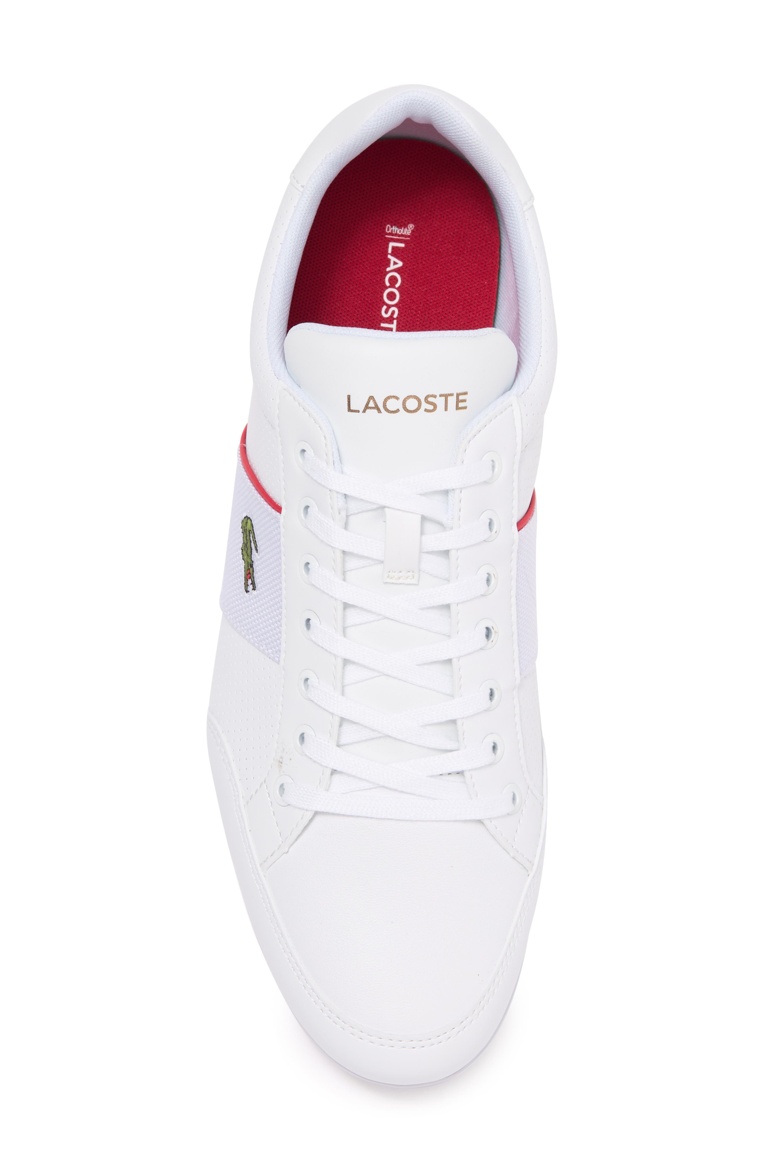 Lacoste Nivolor Leather Sneaker, Alternate, color, Wht/Red