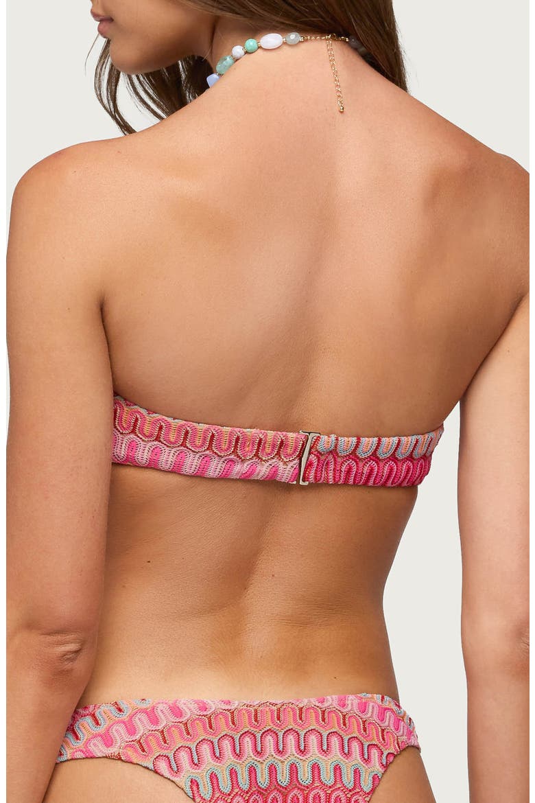 Livy Zigzag Knit Bandeau Bikini Top, Alternate, color, PINK