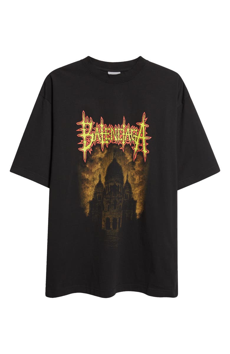 Balenciaga Medium Fit Sacré Couer Graphic T-Shirt, Main, color, 1000 Black