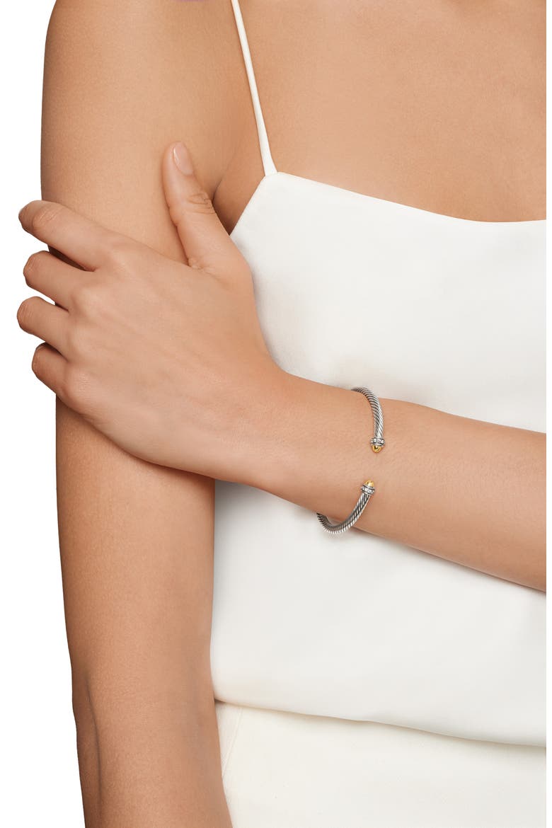 Cable Classic Collection® Bracelet with Diamond and 18K Gold, Alternate, color, YELLOW GOLD/ SILVER/ DIAMOND