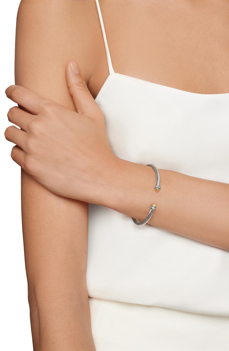 David Yurman Cable Classic Collection<sup>®</sup> Bracelet with Diamond and 18K Gold, Alternate, color, Yellow Gold/ Silver/ Diamond