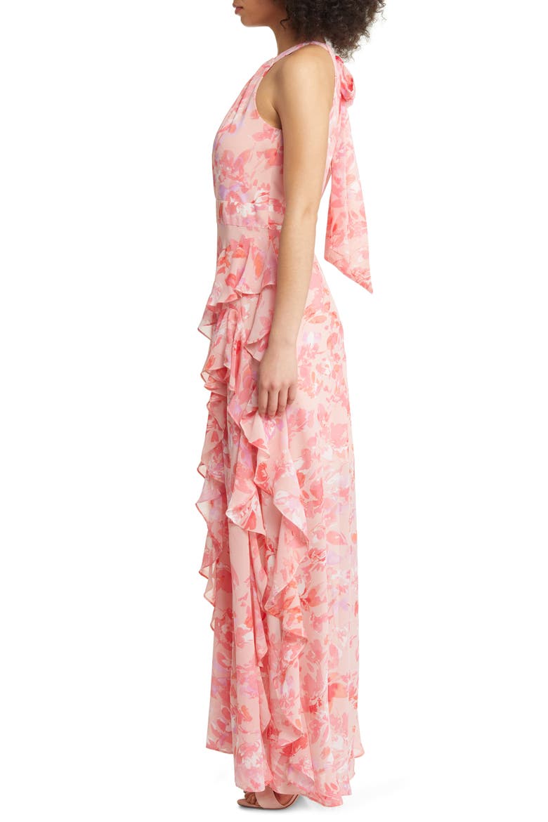 Floral Chiffon Gown, Alternate, color, PINK PRINT
