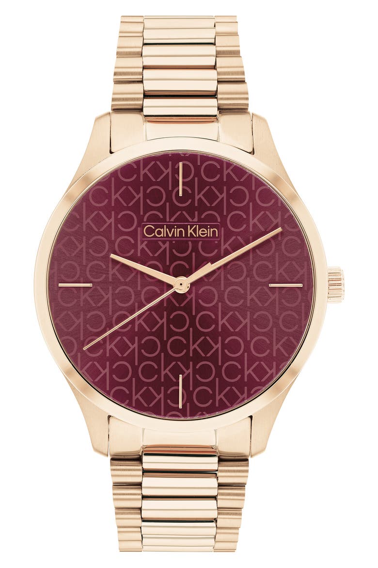 CK Iconic Bracelet Watch, 35mm, Main, color, BURGUNDY