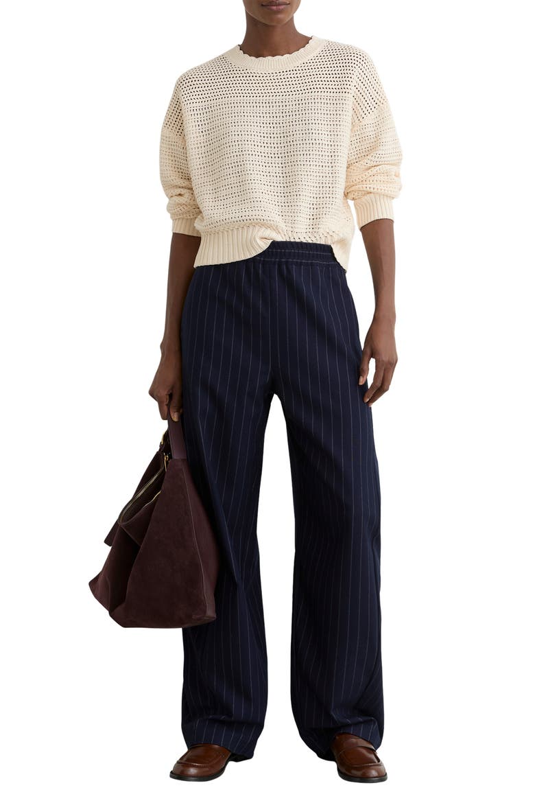 Bonnie Open Stitch Cotton Sweater, Alternate, color, NEUTRAL