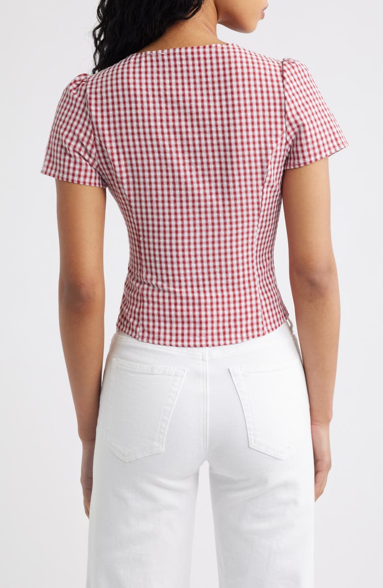 Princess Polly Isolda Gingham Button-Up Top, Alternate, color, Red Gingham