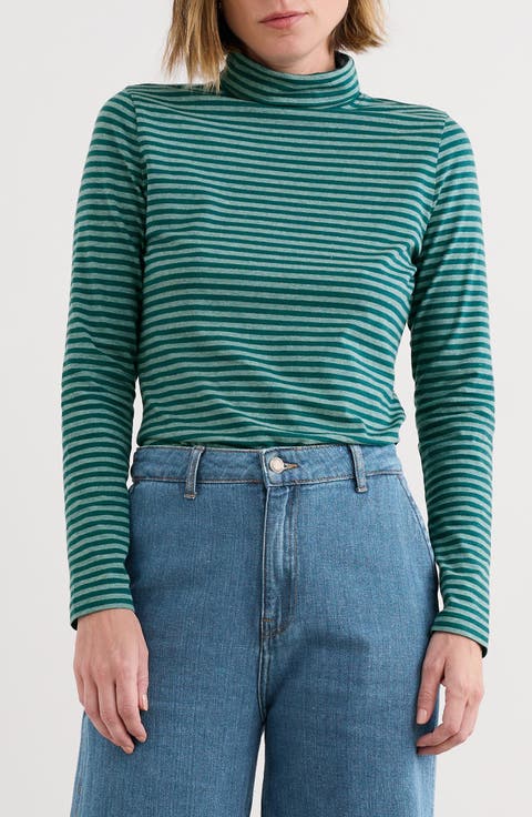 Landing Stripe Cotton Turtleneck