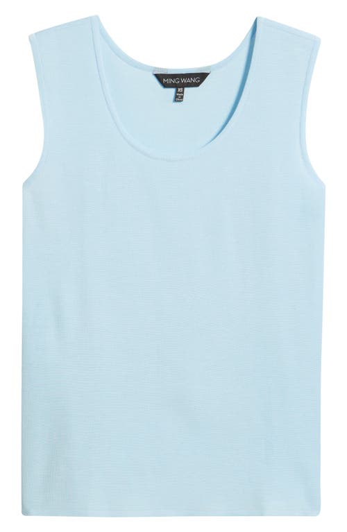 Ming Wang Scoop Neck Sweater Tank In Blue