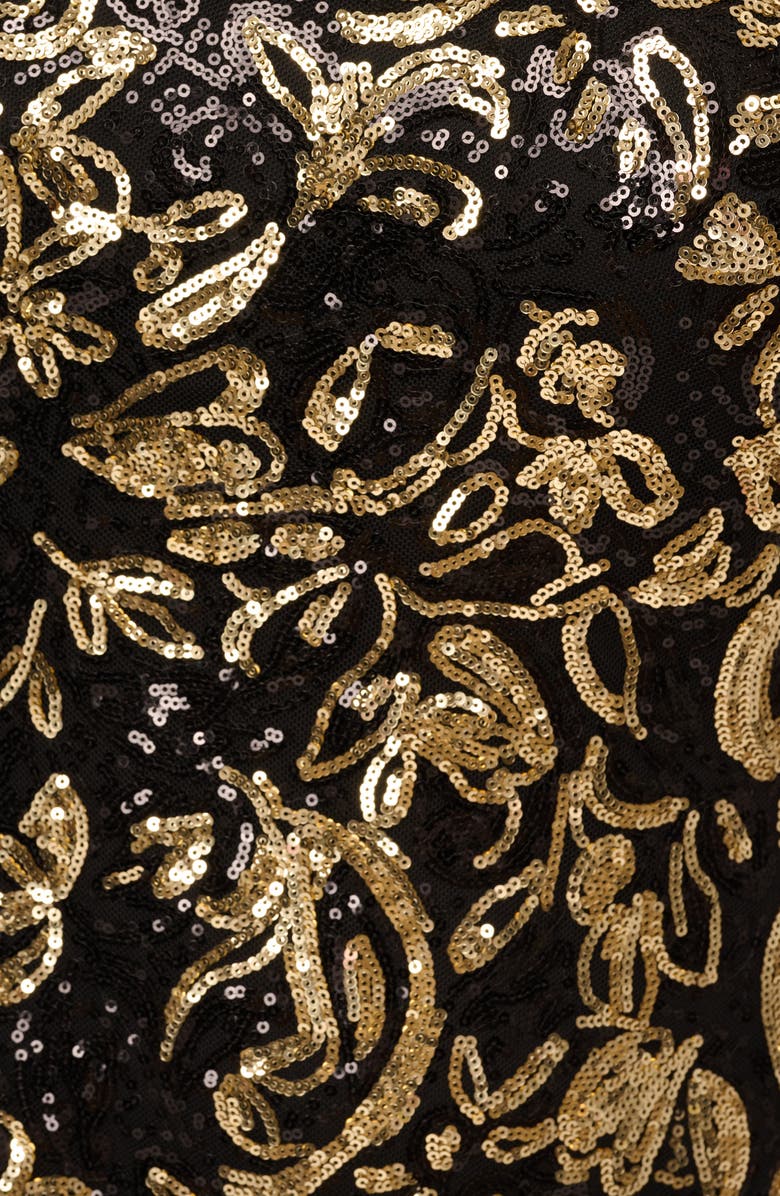 Adrianna Papell Sequin Embroidered Gown, Alternate, color, Black/ Gold