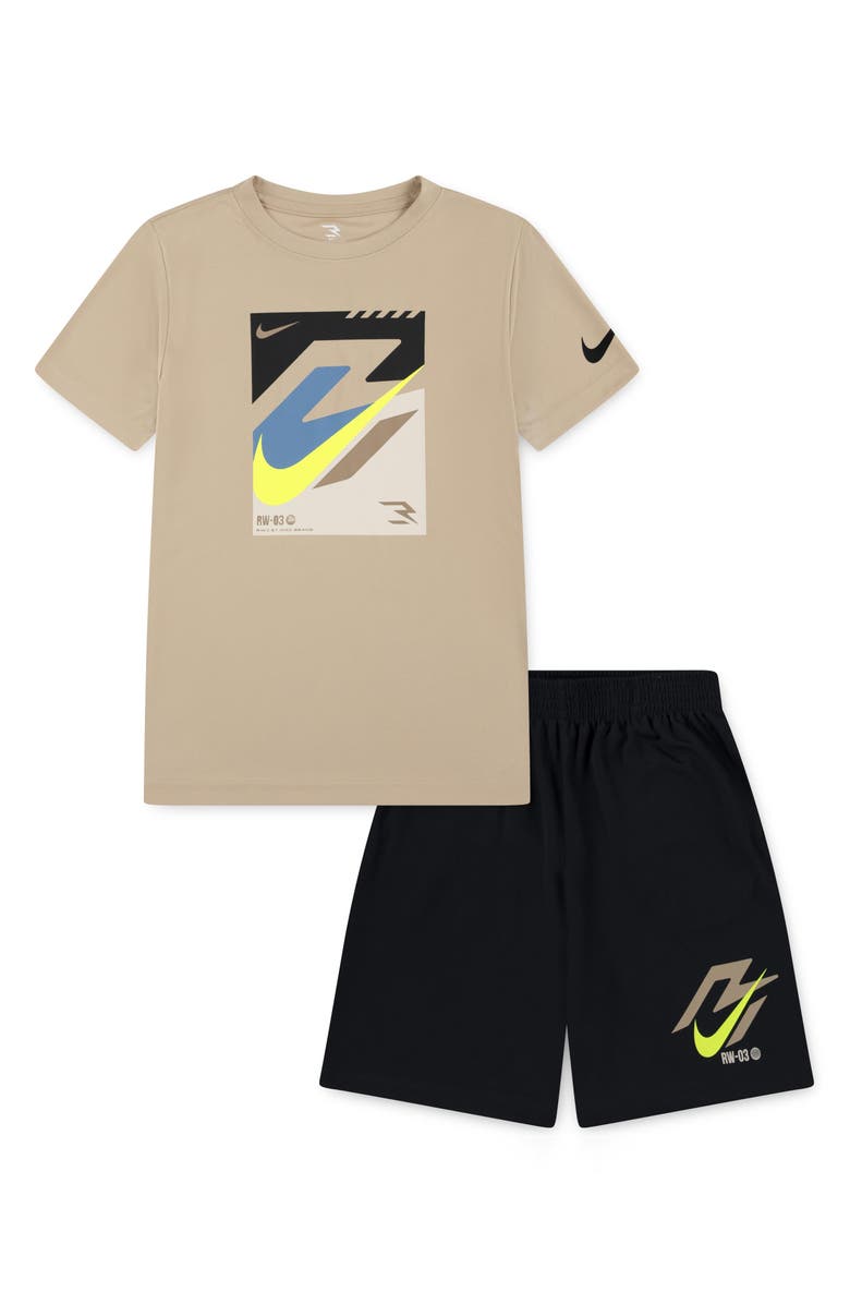 3 Brand Kids' Dri-FIT Speed Lock Up Graphic T-Shirt & Shorts Set, Main, color, 