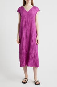 Eileen Fisher Cap Sleeve Silk Maxi Dress