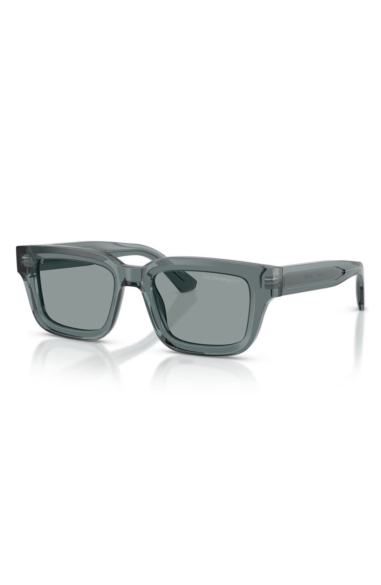 Emporio Armani 53mm Square Sunglasses, Main, color, Transparent Grey / Dark Grey