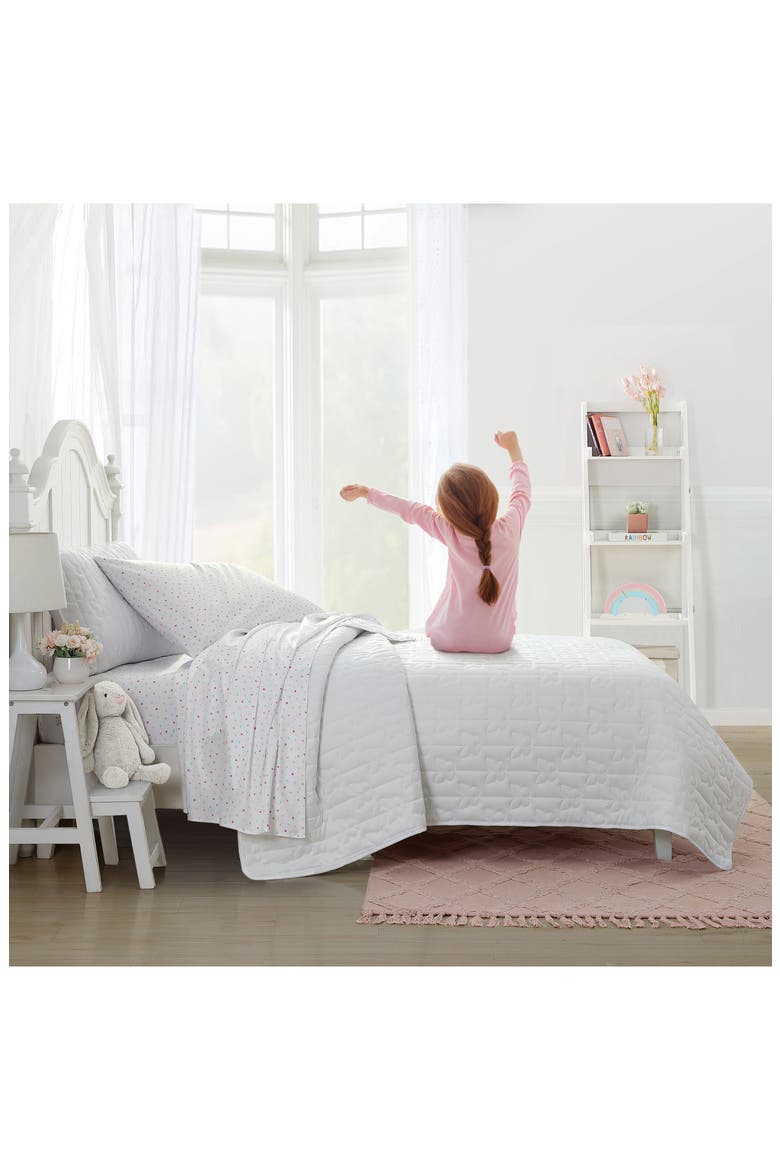 Confetti Dot Print Sheet Set, Alternate, color, PASTEL PINK