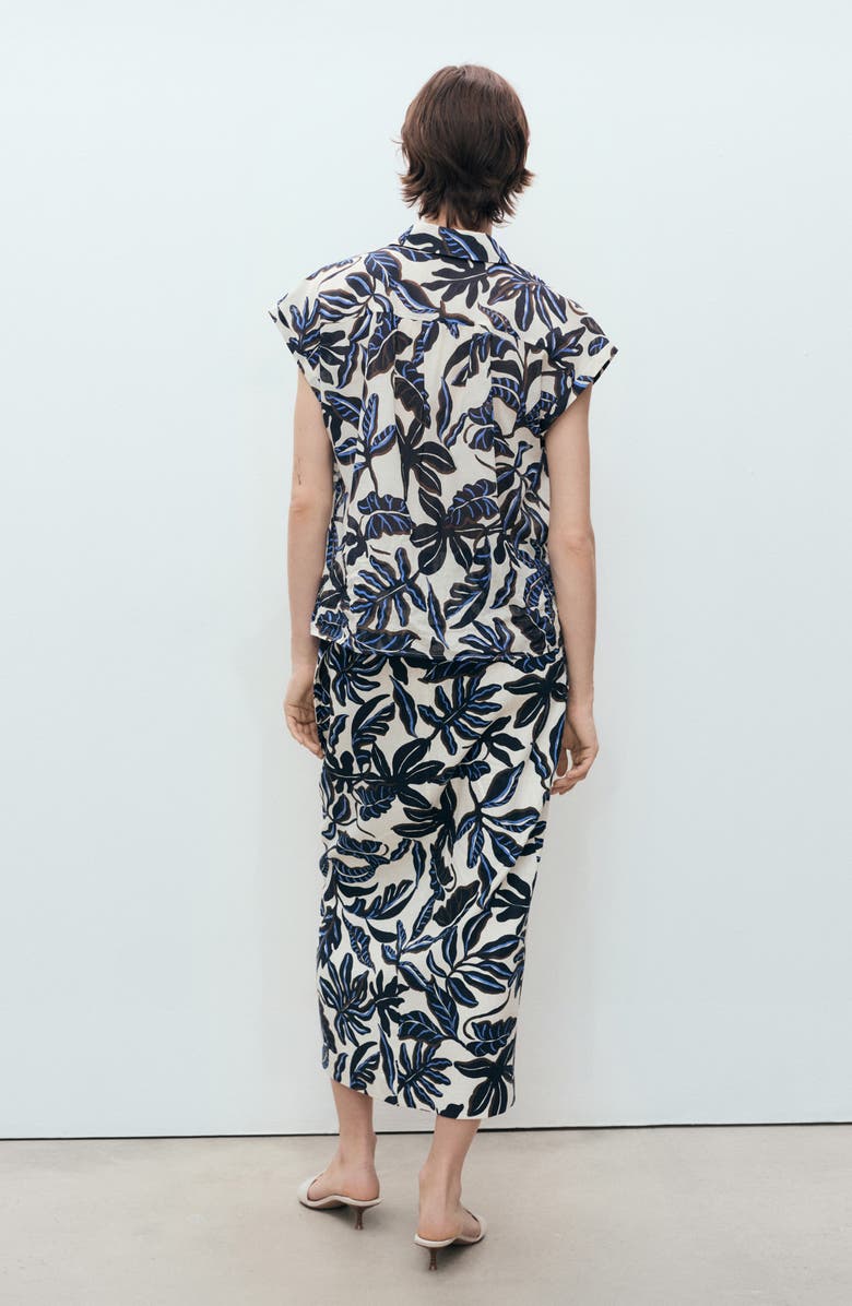 MANGO Print Cotton Shirt, Alternate, color, Ecru/ Blue/ Navy