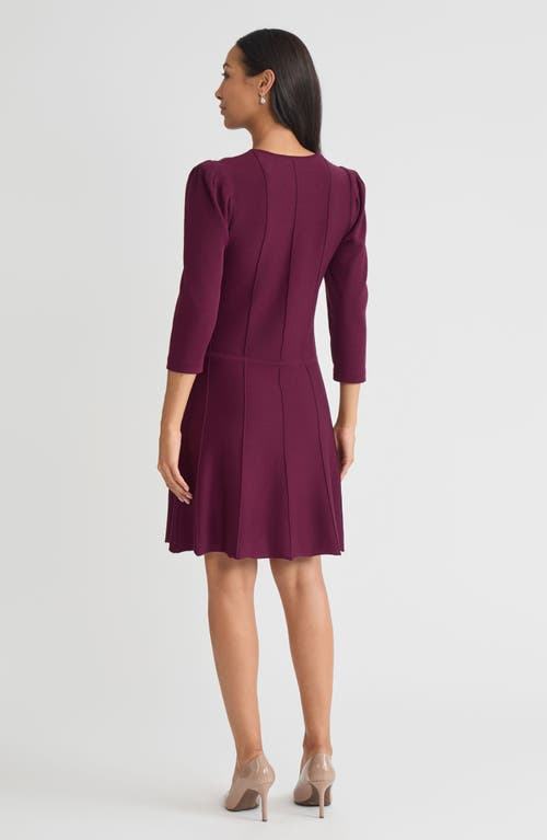 Ming Wang A-line Faux Wrap Soft Knit Dress In Purple