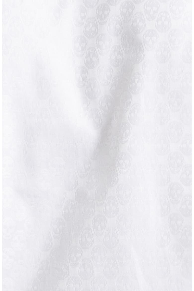Harness Strap Skull Print Cotton Poplin & Piqué Button-Up Shirt, Alternate, color, WHITE
