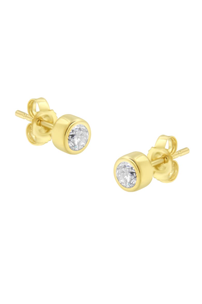 10K Gold 1/3rd Cttw Diamond Bezel Stud Earrings, Main, color, Yellow