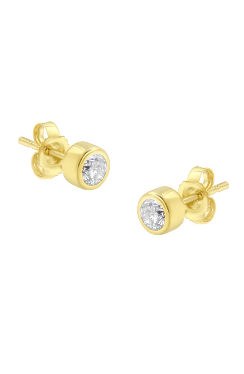 Haus of Brilliance 10K Gold 1/3rd Cttw Diamond Bezel Stud Earrings, Main, color, Yellow