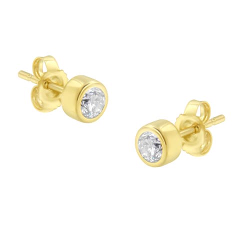 10K Gold 1/3rd Cttw Diamond Bezel Stud Earrings