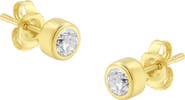 Haus of Brilliance 10K Gold 1/3rd Cttw Diamond Bezel Stud Earrings