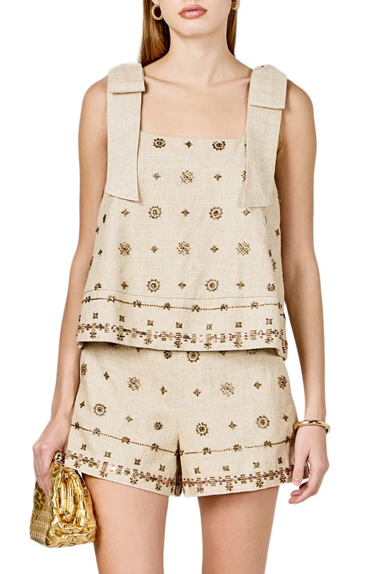 Beaded Sleeveless Top, Main, color, NATURAL