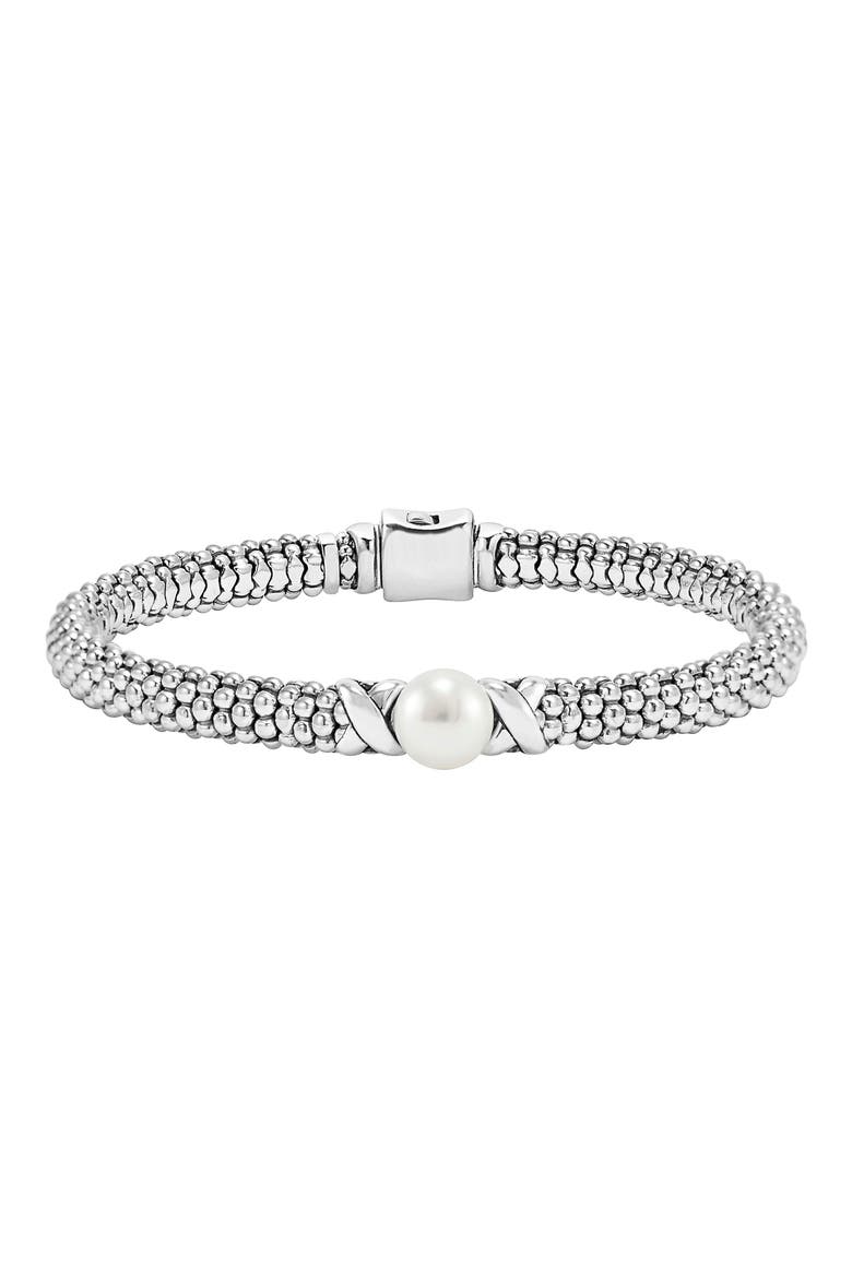 Luna Pearl Rope Bracelet, Main, color, SILVER/ PEARL