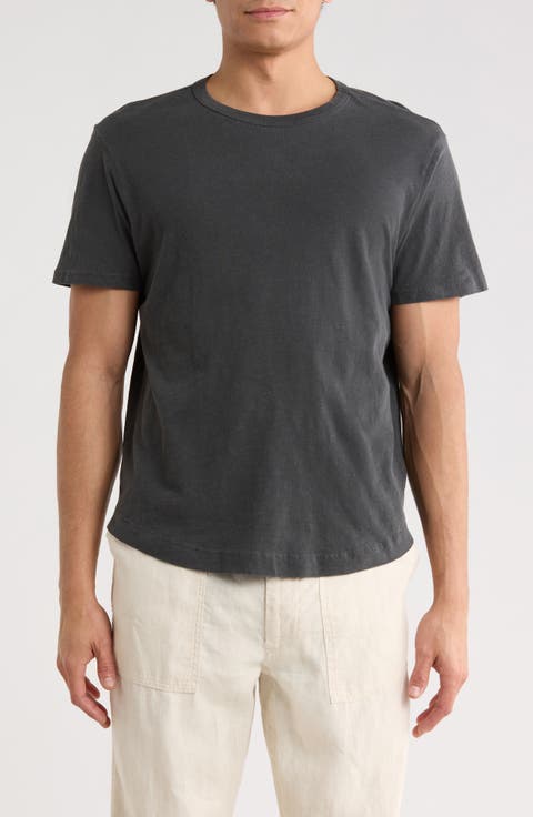 Pima Cotton Slub Curved Hem T-Shirt