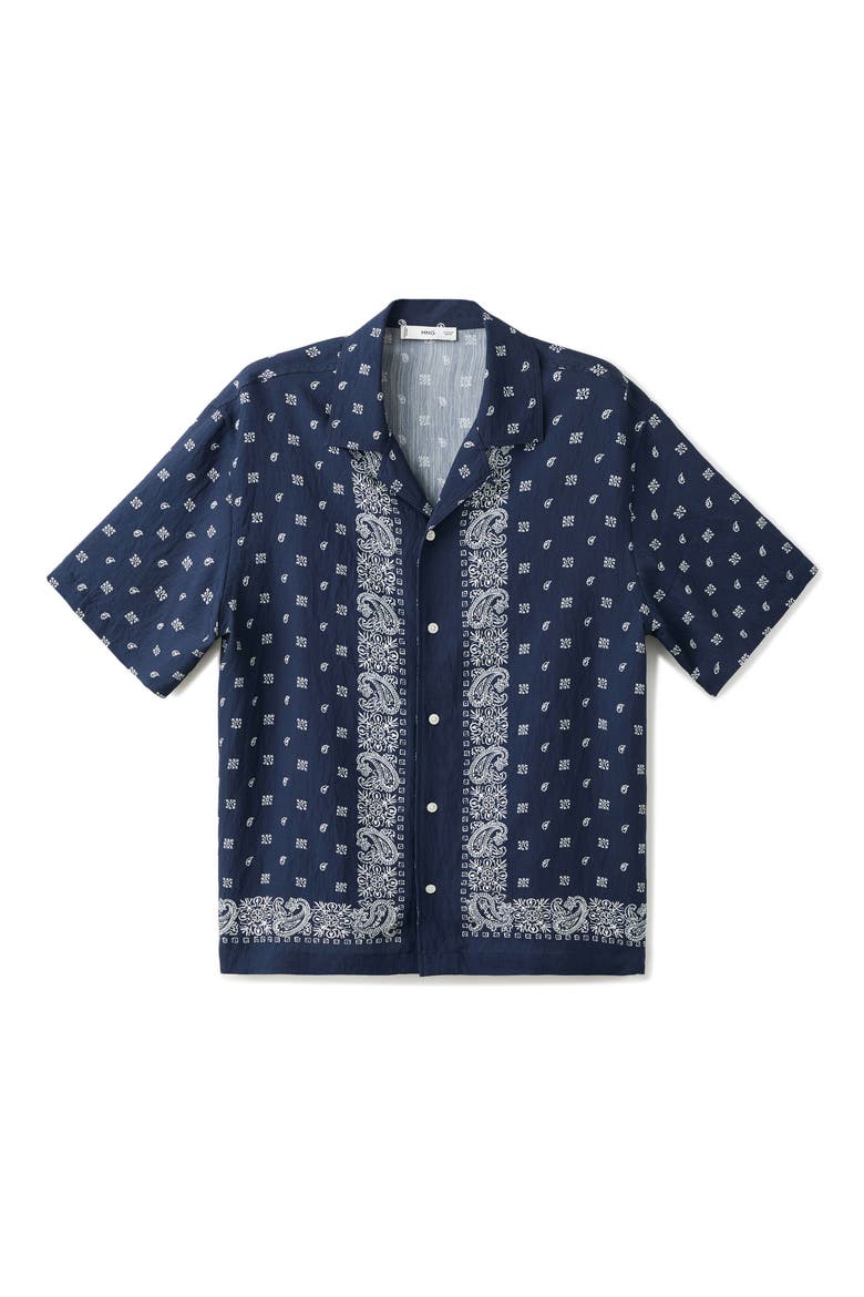 Paisley Bandana Print Camp Shirt, Alternate, color, NAVY