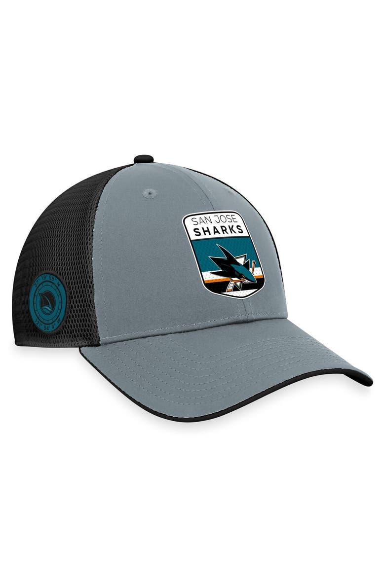 Men's Fanatics Branded  Gray/Black San Jose Sharks Authentic Pro Home Ice Trucker Adjustable Hat, Main, color, Gray