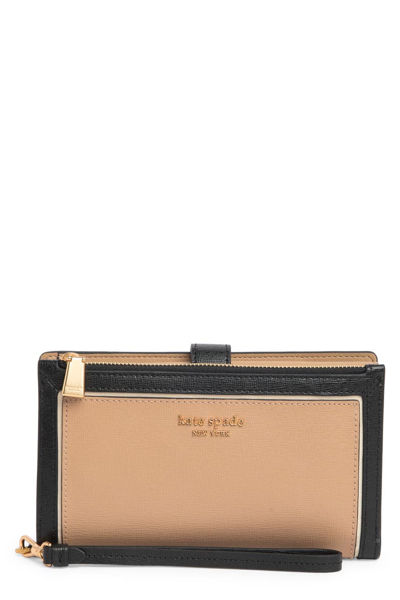 morgan colorblocked phone wallet, Main, color, CAFE MOCHA MULTI