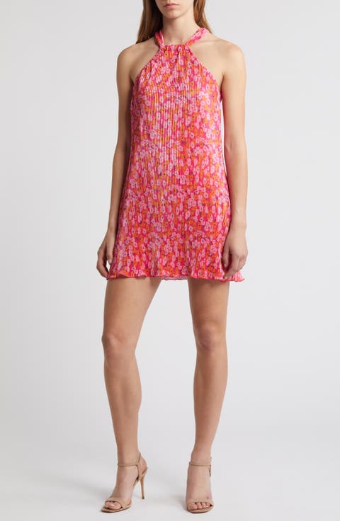 Melody Halter Neck Plissé Minidress