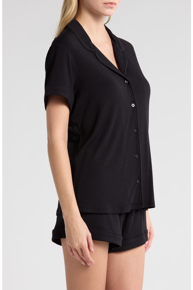 Moonlight Eco Rib Short Pajamas, Alternate, color, BLACK