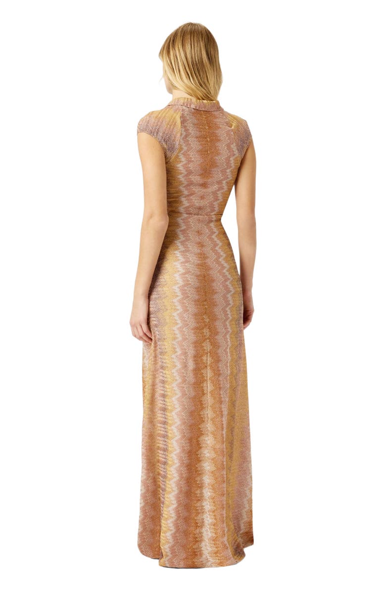Missoni Viscose Lamé Snake-pattern Gown With Tie Neckline, Alternate, color, Green& Brown