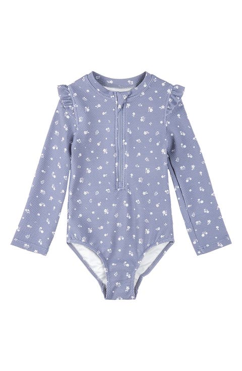 Kids' Wildflower Print Long Sleeve One-Piece Swimsuit (Toddler & Little Kid)