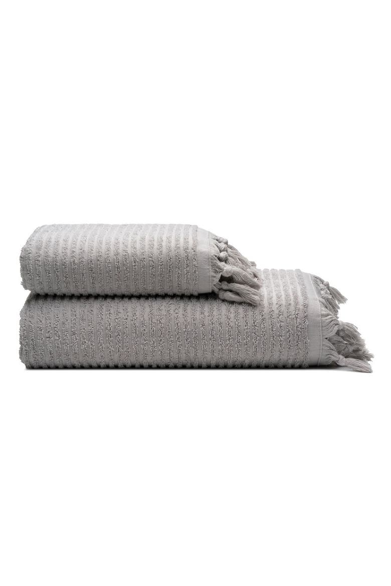 Ribbed Loom Turkish Cotton Terry Bath and Hand Towel - Set, Main, color, Light Gray