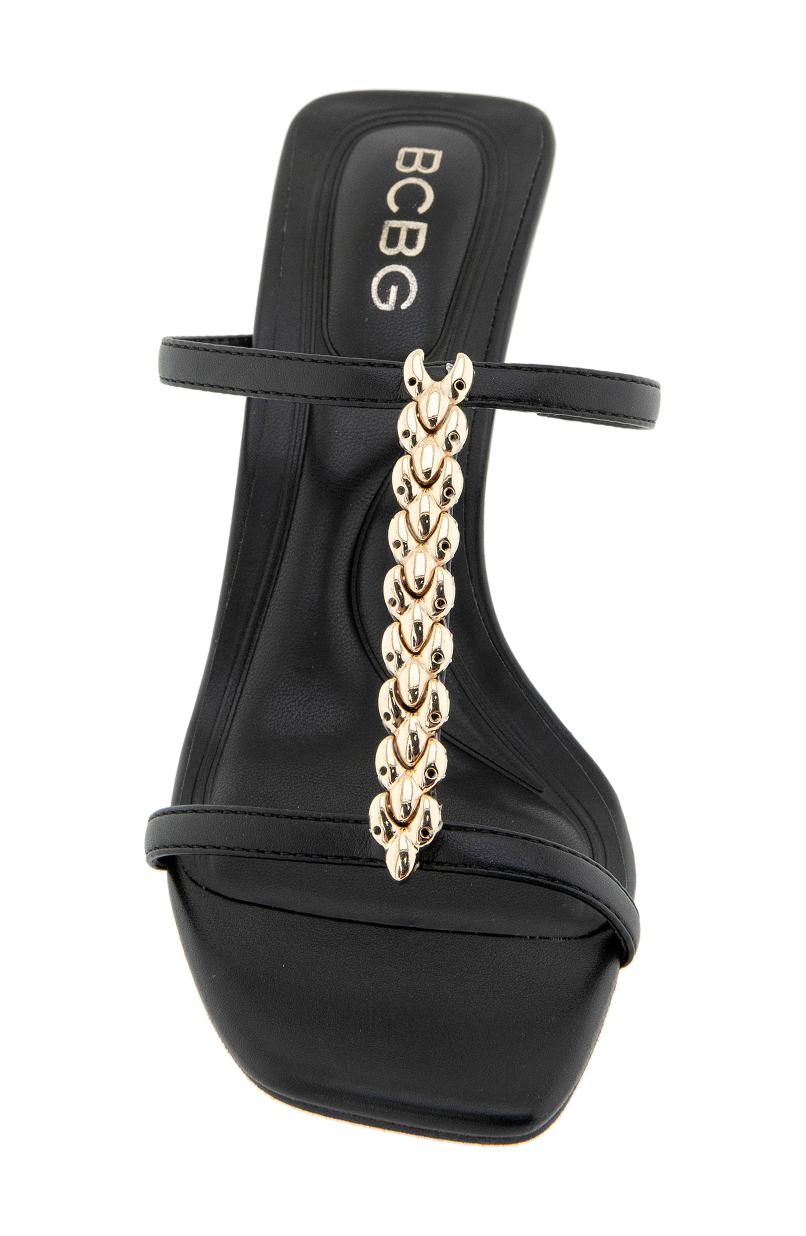 BCBGeneration Ratina Chain Trim Sandal, Alternate, color, Black