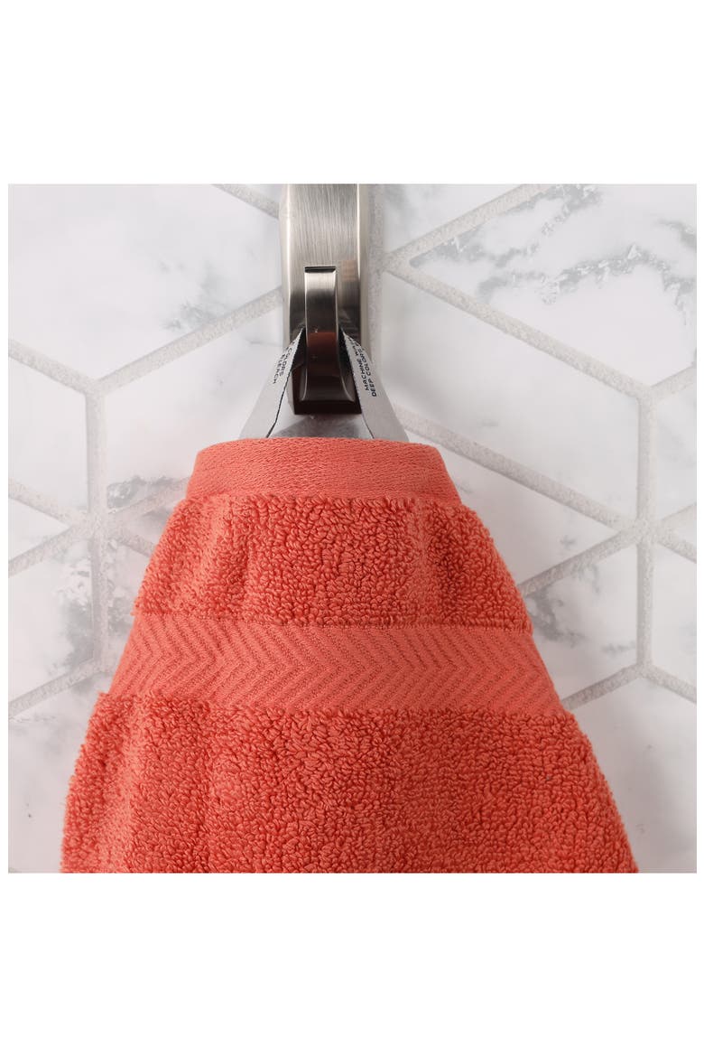 Chevron 3-Piece Zero Twist Cotton Bath Towel Set, Alternate, color, BRICK