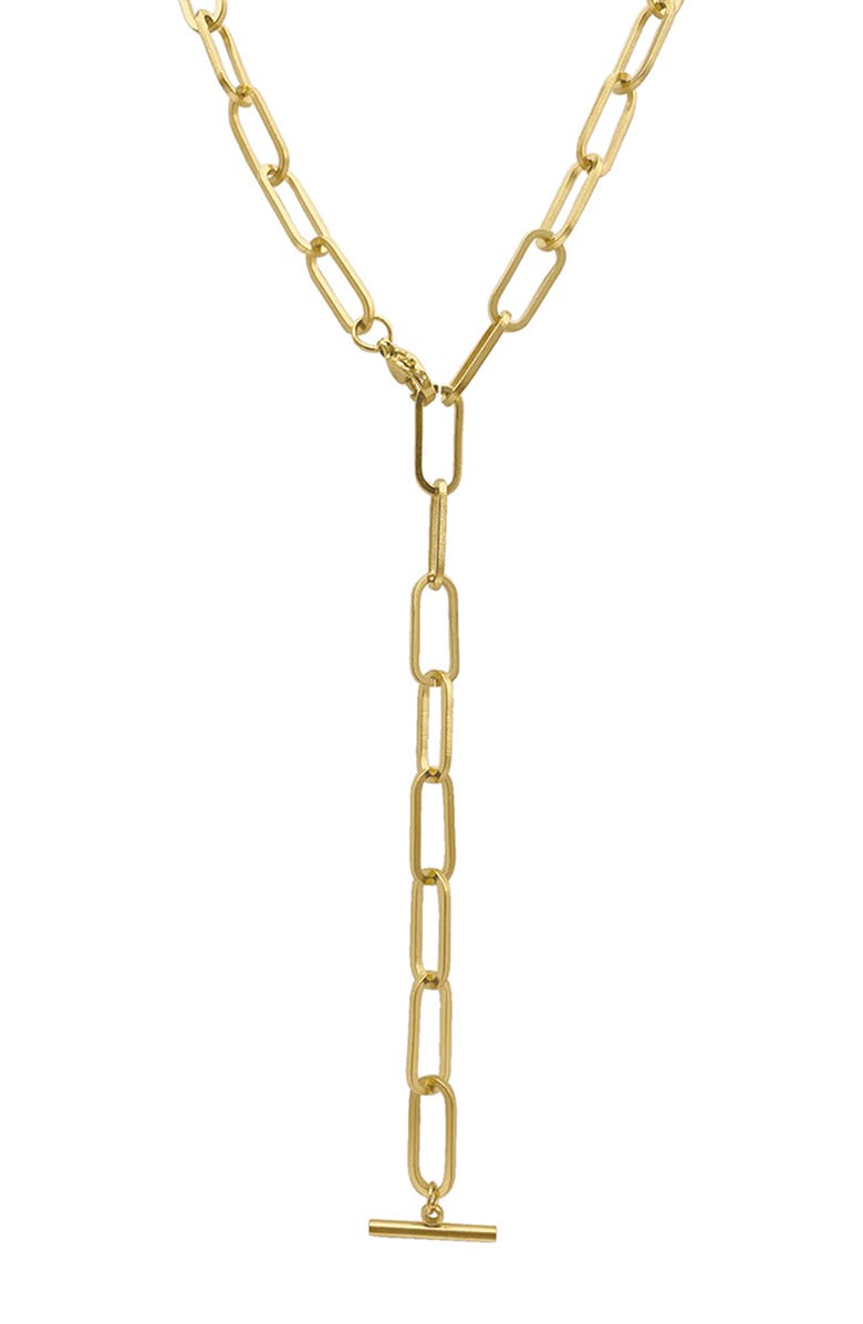 Adornia Water Resistant Paperclip Chain Y-Drop Necklace, Main, color, Yellow