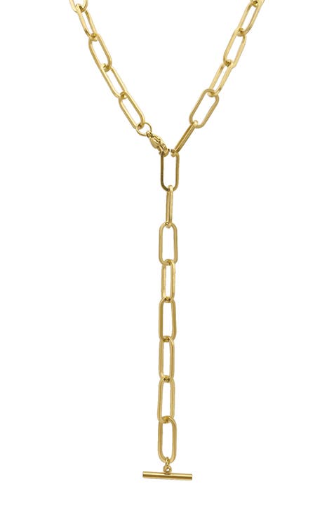 Water Resistant Paperclip Chain Y-Drop Necklace