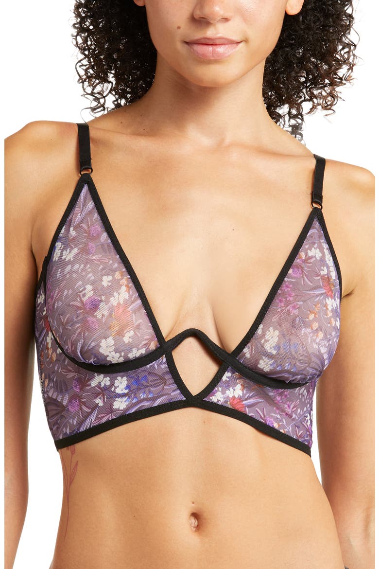 Plunge Neck Bralette, Main, color, PURPLE