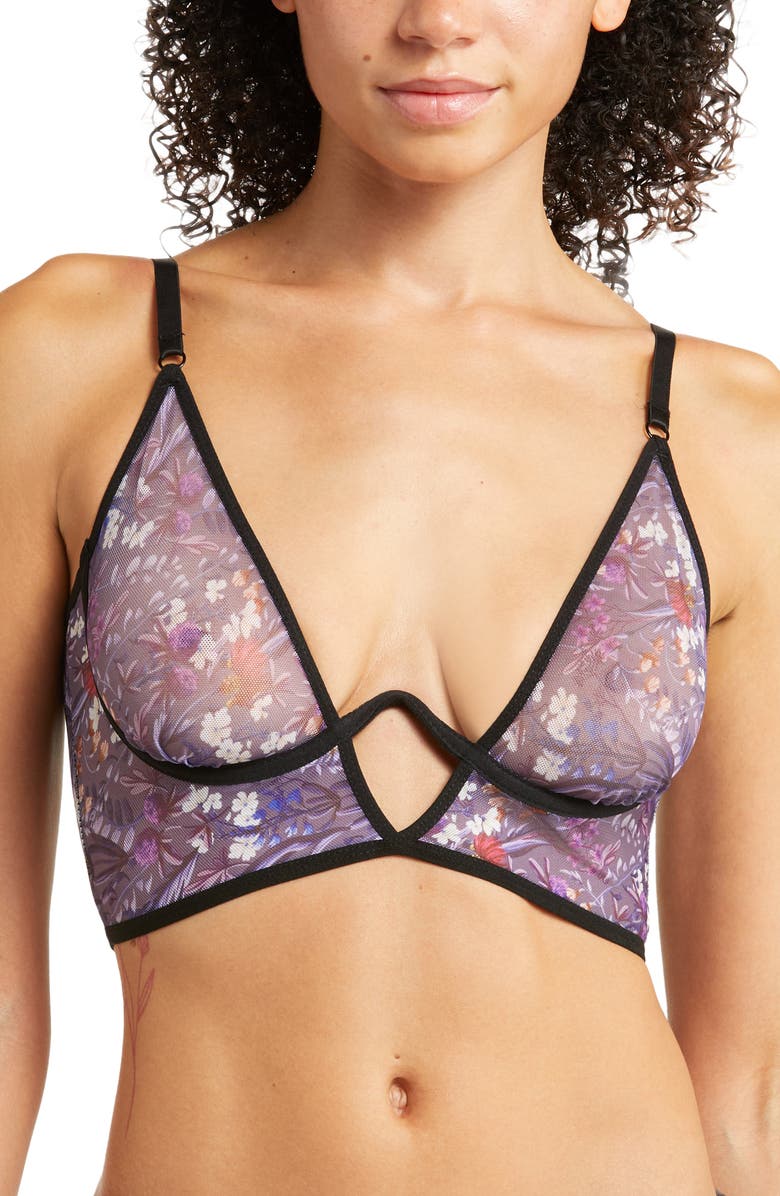 Hauty Plunge Neck Bralette, Main, color, Purple